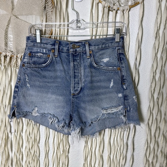 Agolde Jaden Denim Cut Off Shorts Size 26 - Picture 6 of 7
